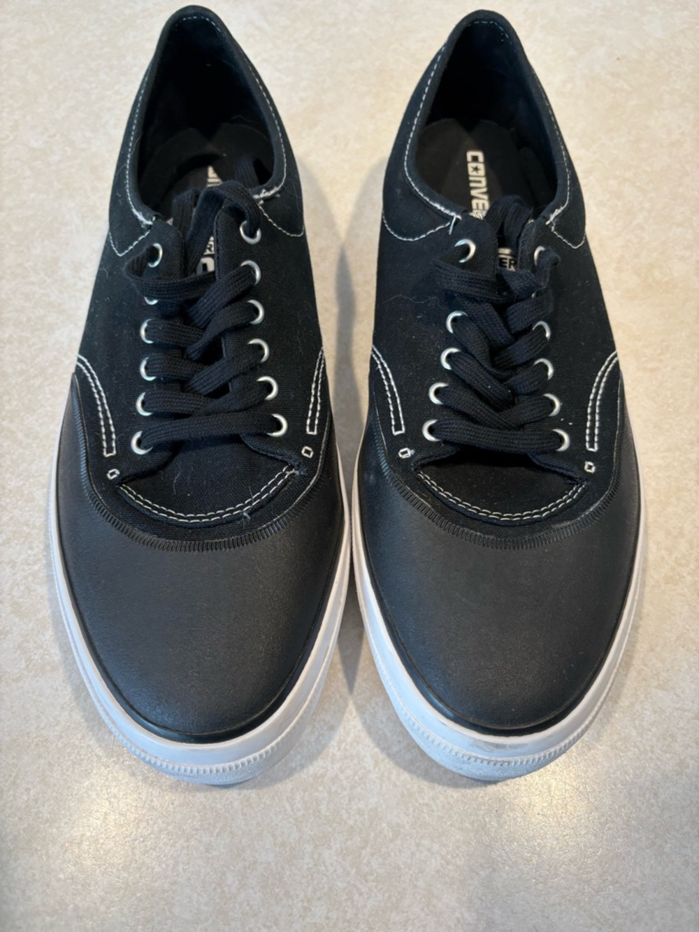 Converse Men’s Black Canvas Low-Top Sneakers with White Sole